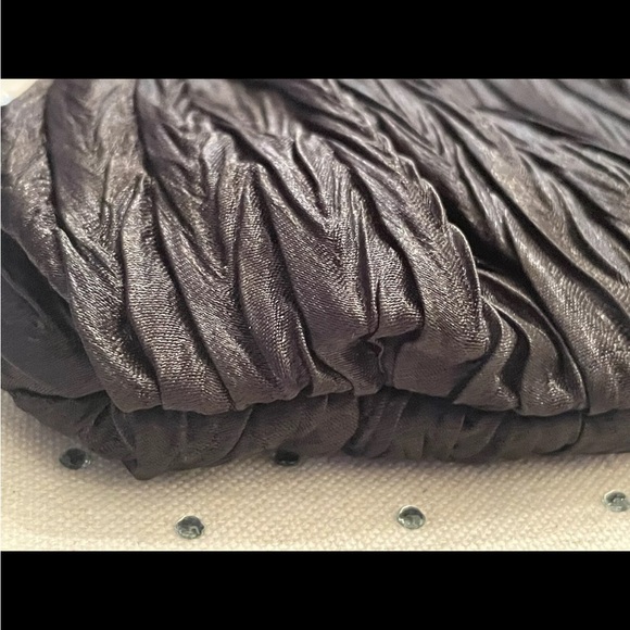 Vintage Neiman Marcus Black Silk Clutch Purse Silver Chain & Rhinestone Clasp - Picture 5 of 11